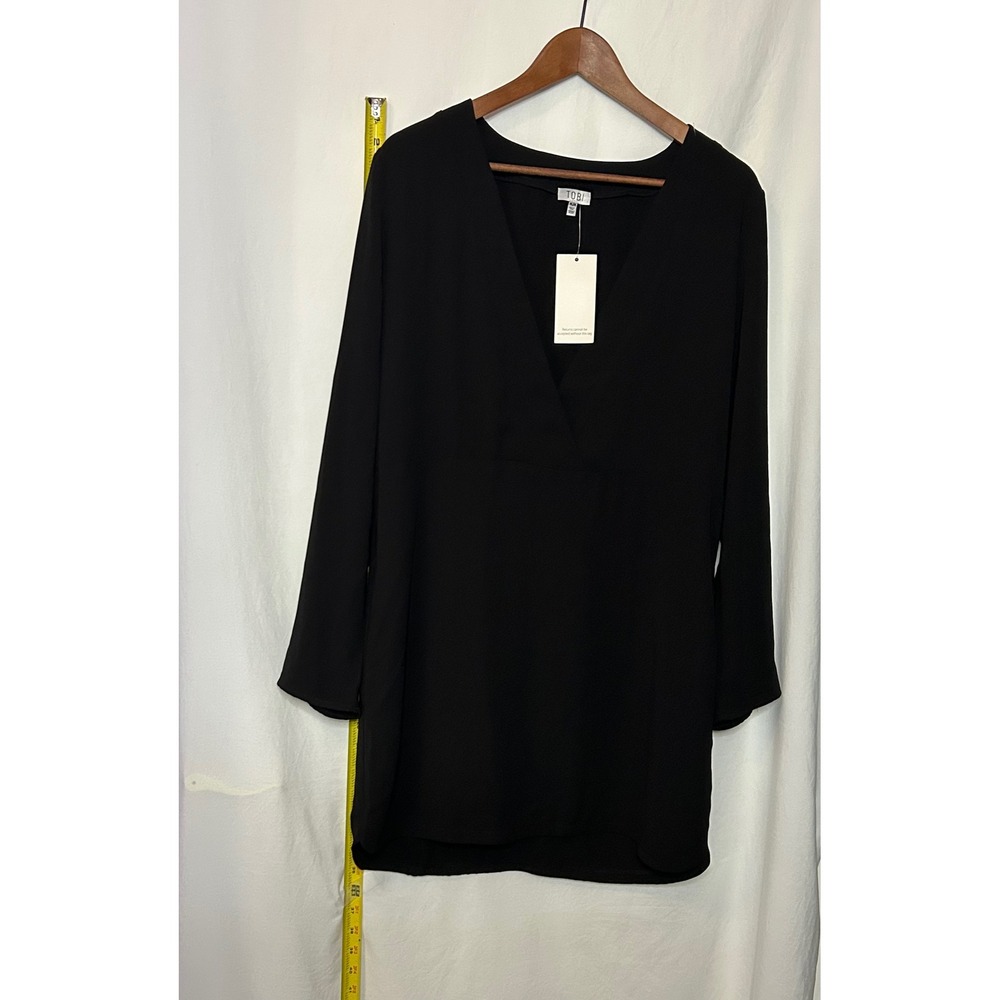 TOBI Black V Neck Long‎ Sleeve Wrap Style Tunic Dress M NWT